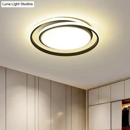 Modern Black/Gold Led Flushmount Ceiling Light In Warm/White 18’/21.5’ Width