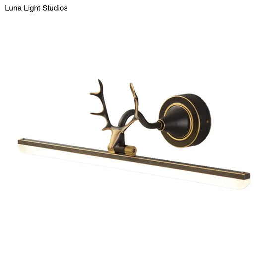 Modern Black/Gold Led Vanity Lamp With Antler Arm And Acrylic Shade For Stylish Wall Lighting