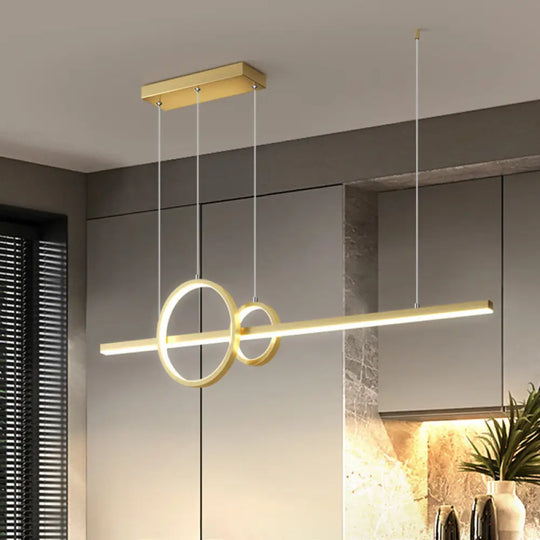 Modern Black/Gold Metallic Led Multi-Pendant Chandelier With Warm/White Light Gold / White