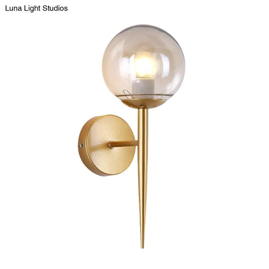 Modern Black/Gold Round Glass Wall Sconce For Bedroom Lighting