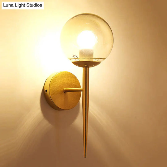 Modern Black/Gold Round Glass Wall Sconce For Bedroom Lighting