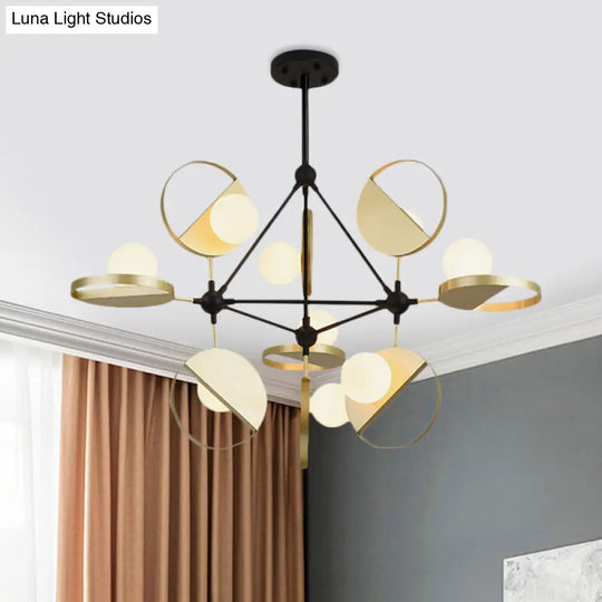 Black And Gold Triangle Frame Led Ceiling Lamp - Post-Modern Style (9 Heads) Black-Gold