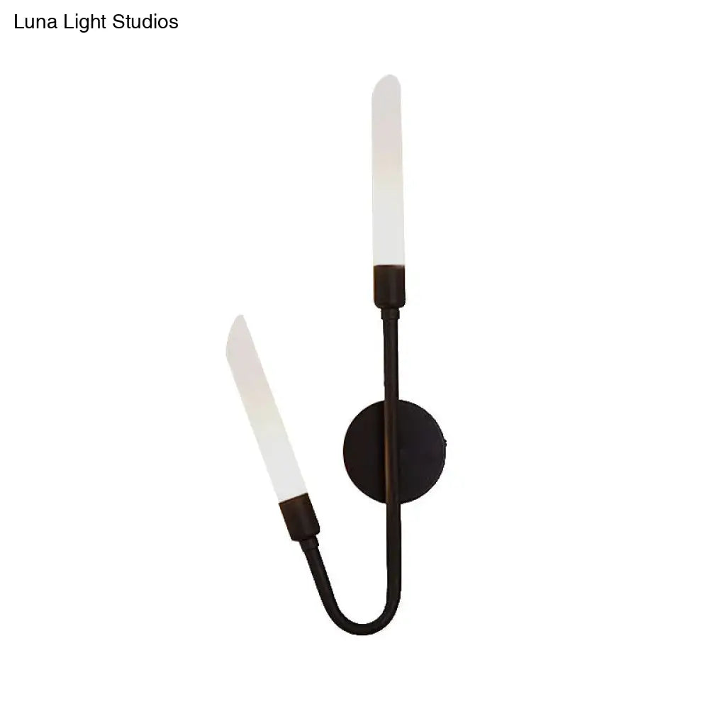 Modern Black/Gold Tube Wall Light With Frosted Glass - Perfect For Living Room