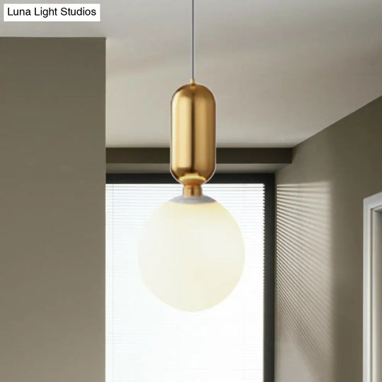 Modern Black/Gold/White Ball Pendant Light With Milky Glass Led - 1 6’/8’/12’ Wide Ceiling Fixture