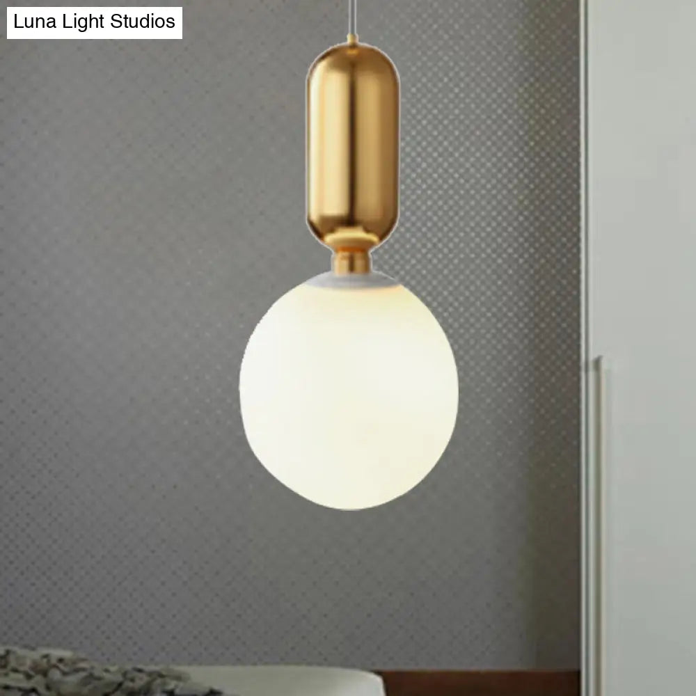 Modern Black/Gold/White Ball Pendant Light With Milky Glass Led Ceiling Fixture - 1 6/8/12 Wide Gold