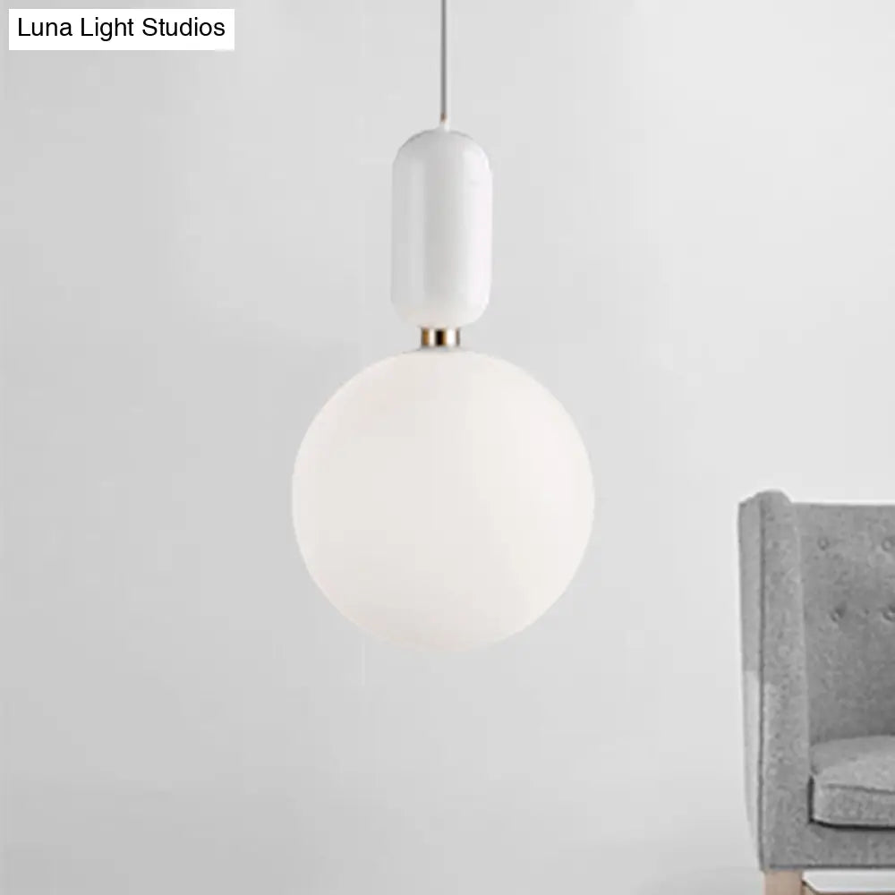 Modern Black/Gold/White Ball Pendant Light With Milky Glass Led - 1 6’/8’/12’ Wide Ceiling Fixture