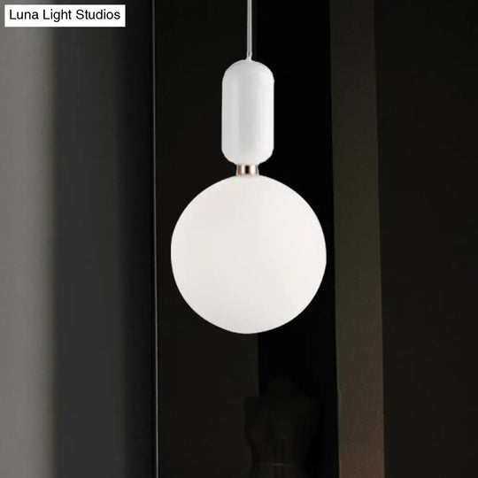 Modern Black/Gold/White Ball Pendant Light With Milky Glass Led Ceiling Fixture - 1 6/8/12 Wide