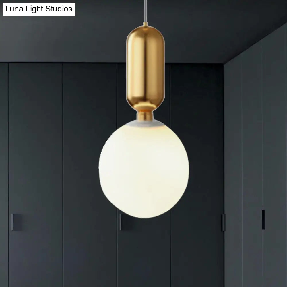 Modern Black/Gold/White Ball Pendant Light With Milky Glass Led - 1 6’/8’/12’ Wide Ceiling Fixture