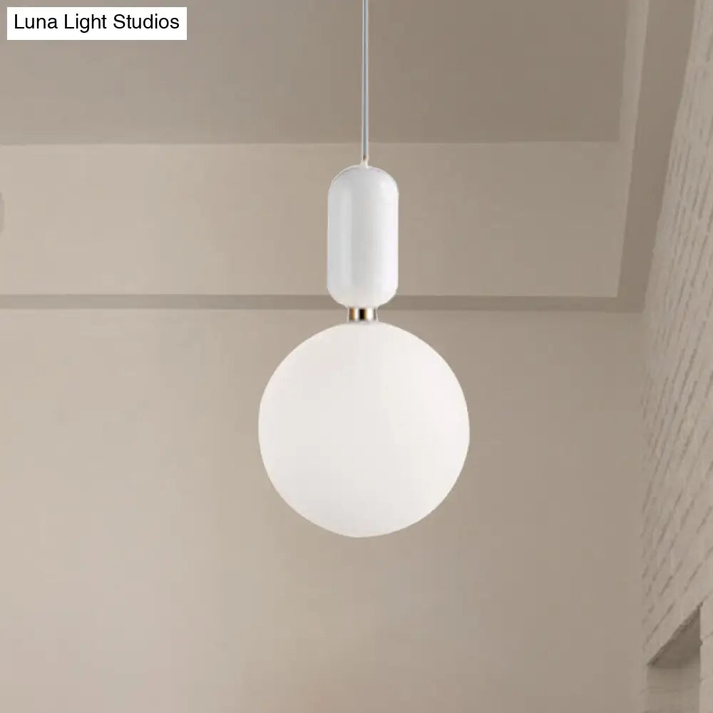 Modern Black/Gold/White Ball Pendant Light With Milky Glass Led Ceiling Fixture - 1 6/8/12 Wide