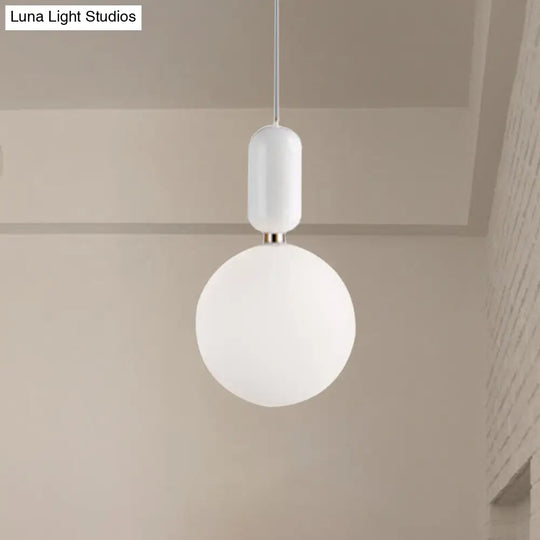 Modern Black/Gold/White Ball Pendant Light With Milky Glass Led Ceiling Fixture - 1 6/8/12 Wide