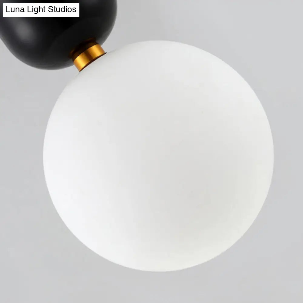 Modern Black/Gold/White Ball Pendant Light With Milky Glass Led - 1 6’/8’/12’ Wide Ceiling Fixture