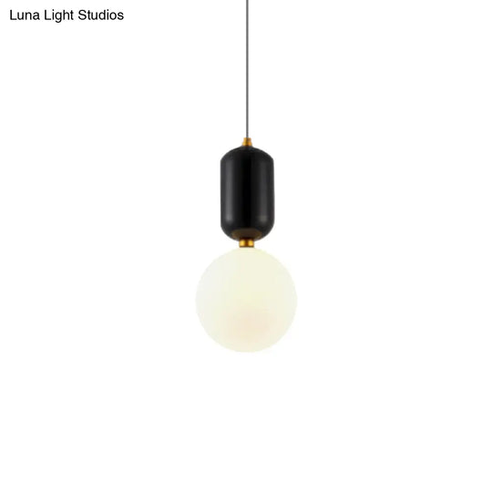 Modern Black/Gold/White Ball Pendant Light With Milky Glass Led - 1 6’/8’/12’ Wide Ceiling Fixture