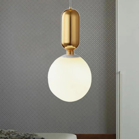 Modern Black/Gold/White Ball Pendant Light With Milky Glass Led - 1 6’/8’/12’ Wide Ceiling