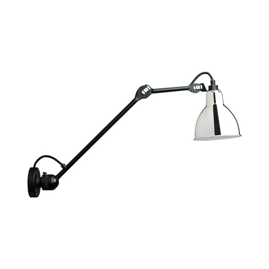 Modern Black/Gray Domed Wall Sconce Light With Adjustable Metallic Arm - 1 Head 23.5+8/16+8 Length