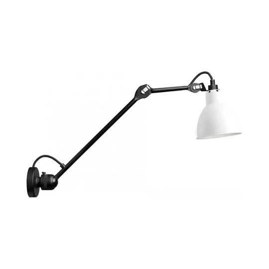 Modern Black/Gray Domed Wall Sconce Light With Adjustable Metallic Arm - 1 Head 23.5+8/16+8 Length