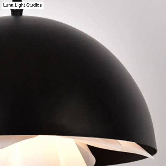 Modern Black Dining Room Pendant Light With Domed Metal Shade