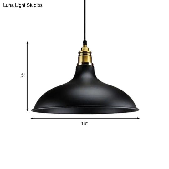 Loft Style Hanging Lamp With Adjustable Cord And Bowl Shade - Black