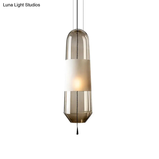 Modern Black Hanging Pendant With Clear/Smoke/Amber Glass Shade - Bedroom Down Lighting