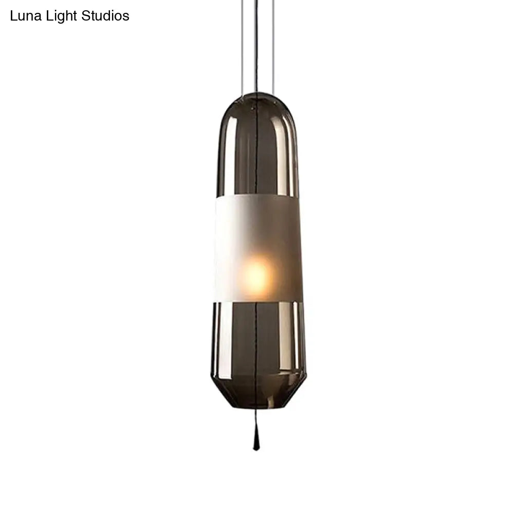 Modern Black Hanging Pendant With Clear/Smoke/Amber Glass Shade - Bedroom Down Lighting