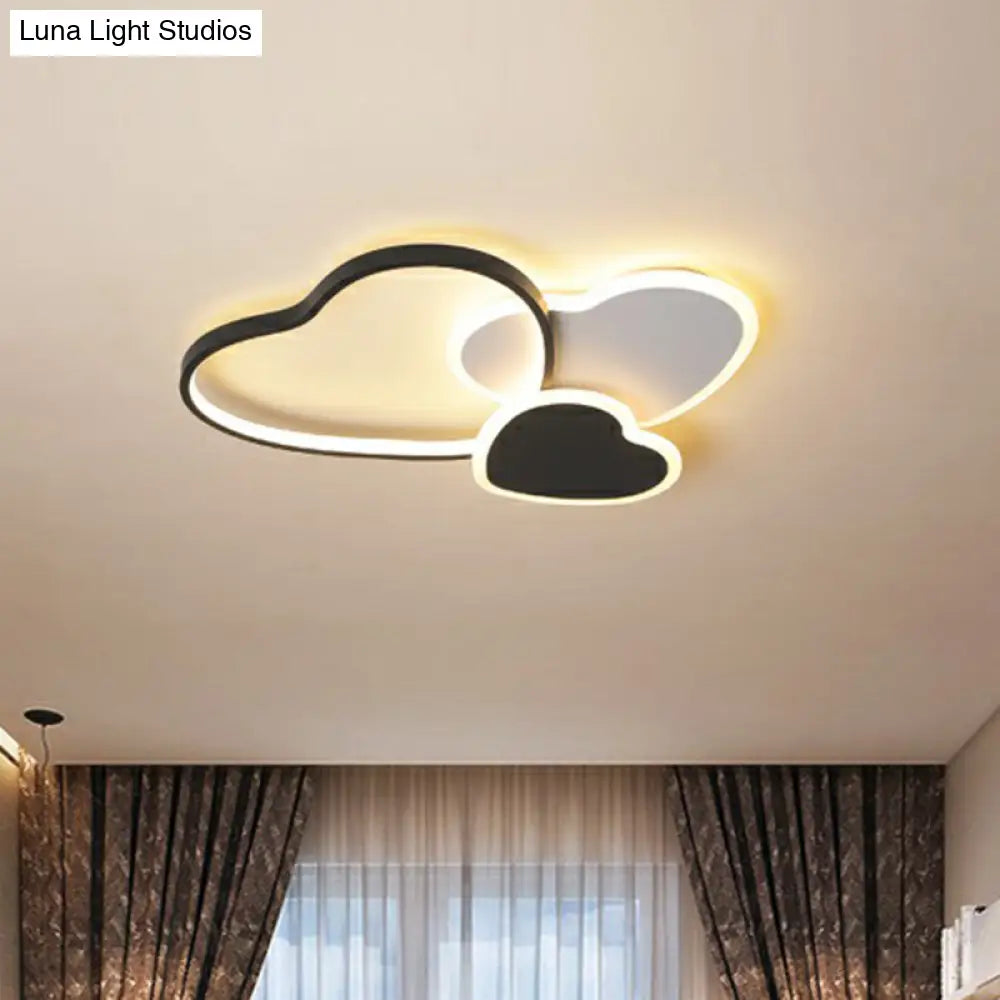 Modern Black Heart Led Flush Mount Light For Bedroom Ceiling