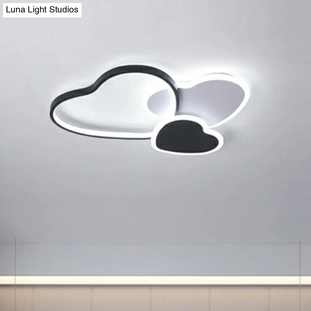 Modern Black Heart Led Flush Mount Light For Bedroom Ceiling