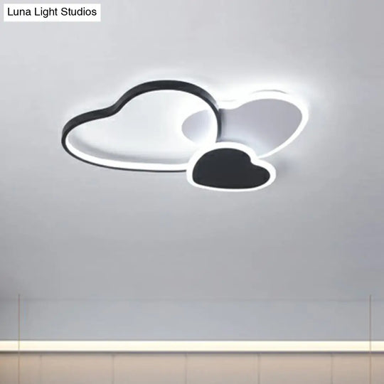 Modern Black Heart Led Flush Mount Light For Bedroom Ceiling