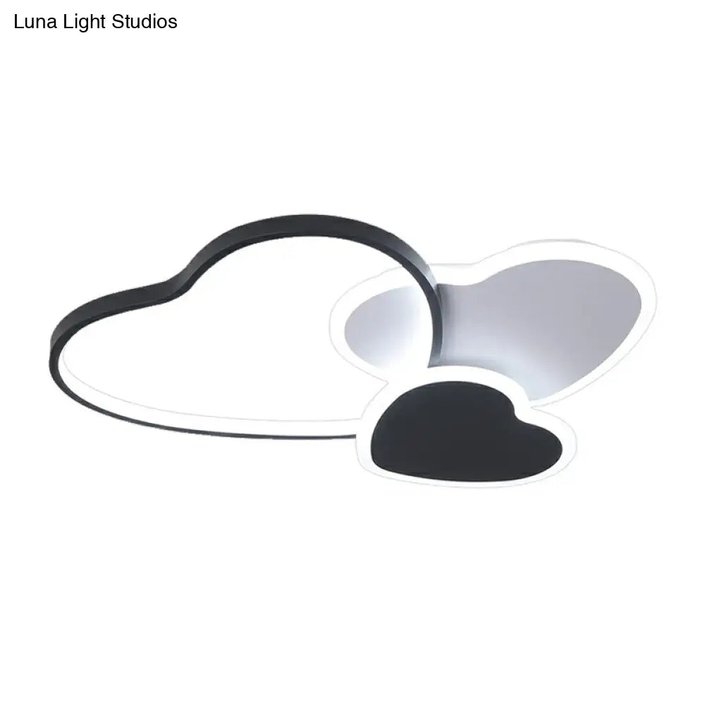 Modern Black Heart Led Flush Mount Light For Bedroom Ceiling