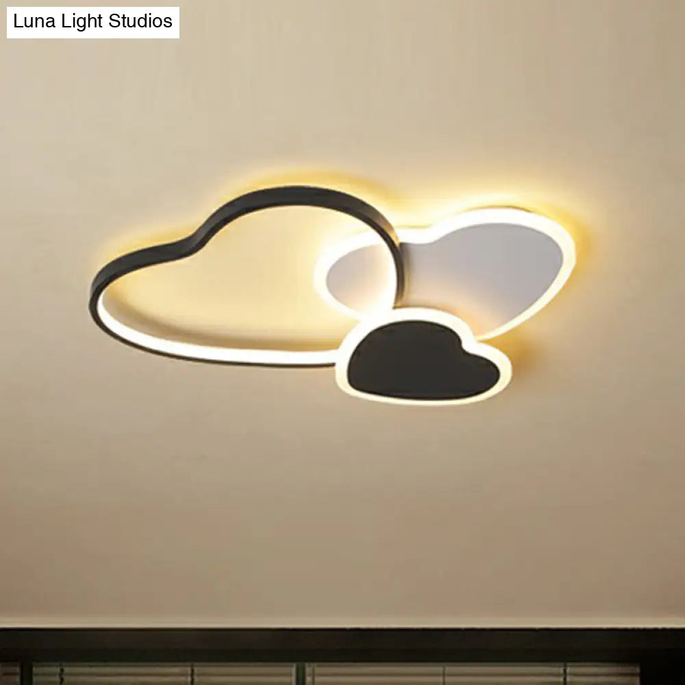 Modern Black Heart Led Flush Mount Light For Bedroom Ceiling