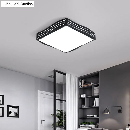 Modern Black High-Penetration Led Flushmount Light In White For Living Room Ceiling