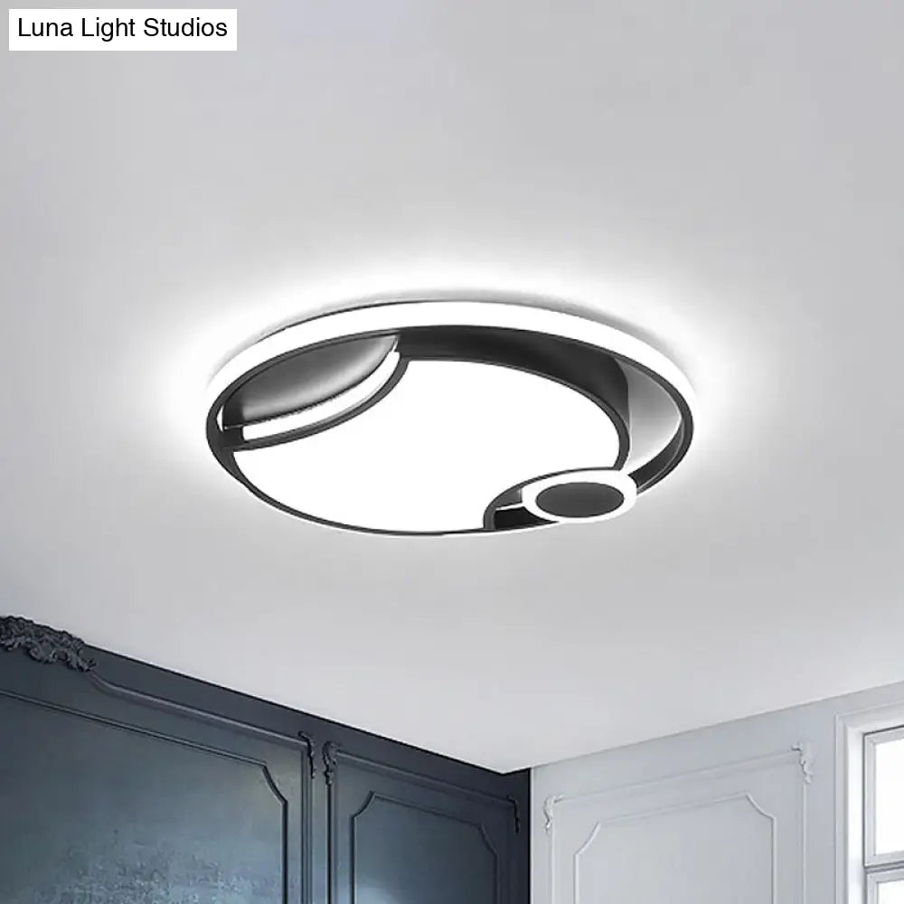 Modern Black Iron Cut-Out Design Led Ceiling Light - 16.5/20.5 Wide Round Flush Mount Warm/White /
