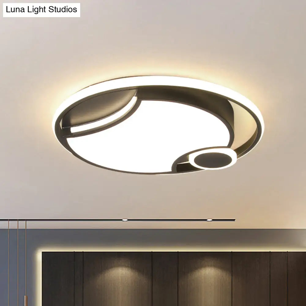 Modern Black Iron Cut-Out Design Led Ceiling Light - 16.5’/20.5’ Wide Round Flush Mount Warm/White