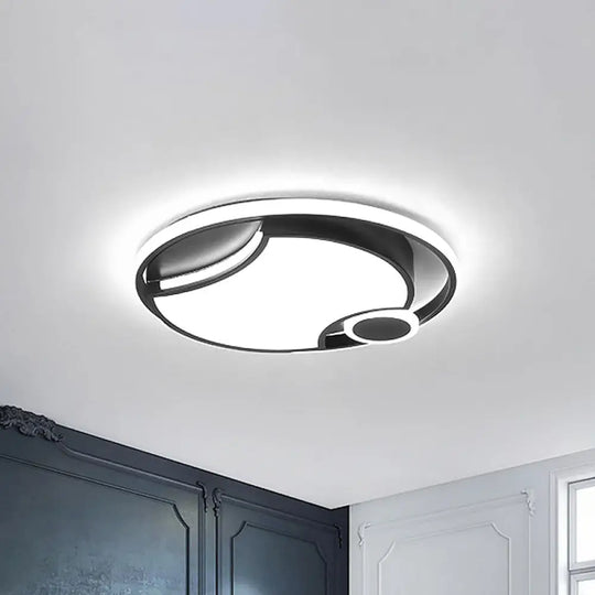 Modern Black Iron Cut-Out Design Led Ceiling Light - 16.5’/20.5’ Wide Round Flush Mount