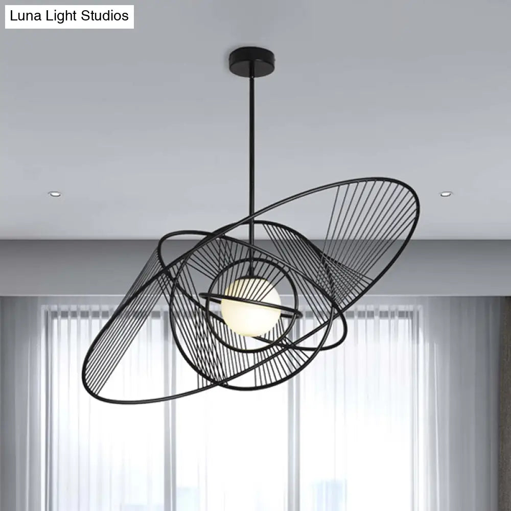 Modern Black Iron Hanging Lamp Kit For Living Room With 1 Light