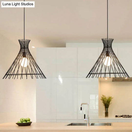 Modern Black Iron 1-Light Pendant Ceiling Lamp For Kitchen Island