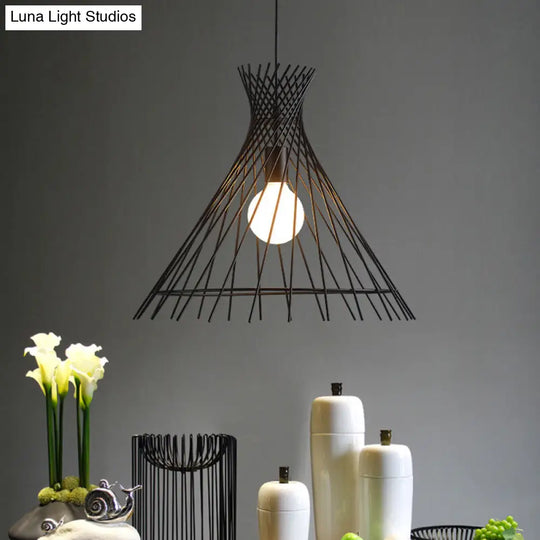 Modern Black Iron 1-Light Pendant Ceiling Lamp For Kitchen Island