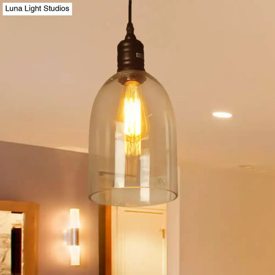 Modern Black Jug-Shaped Pendant Ceiling Light - Clear Glass 1-Light Hanging Lamp For Coffee Shops