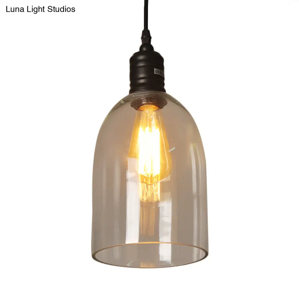 Modern Black Jug-Shaped Pendant Ceiling Light - Clear Glass 1-Light Hanging Lamp For Coffee Shops