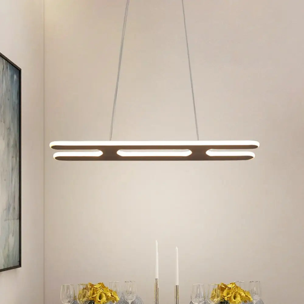 Modern Black Ladder Pendant Light - Led Acrylic Island Lighting In Warm/White 23.5/31.5/39 Width /