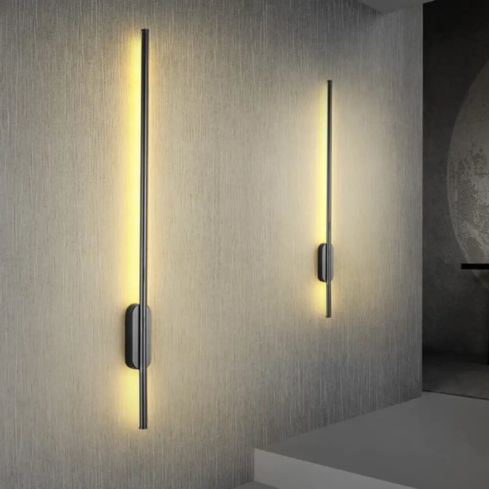 Modern Black Led Bedroom Wall Sconce - Simplicity Bar Lighting Fixture Warm/White Light / Warm