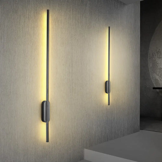 Modern Black Led Bedroom Wall Sconce - Simplicity Bar Lighting Fixture Warm/White Light / Warm