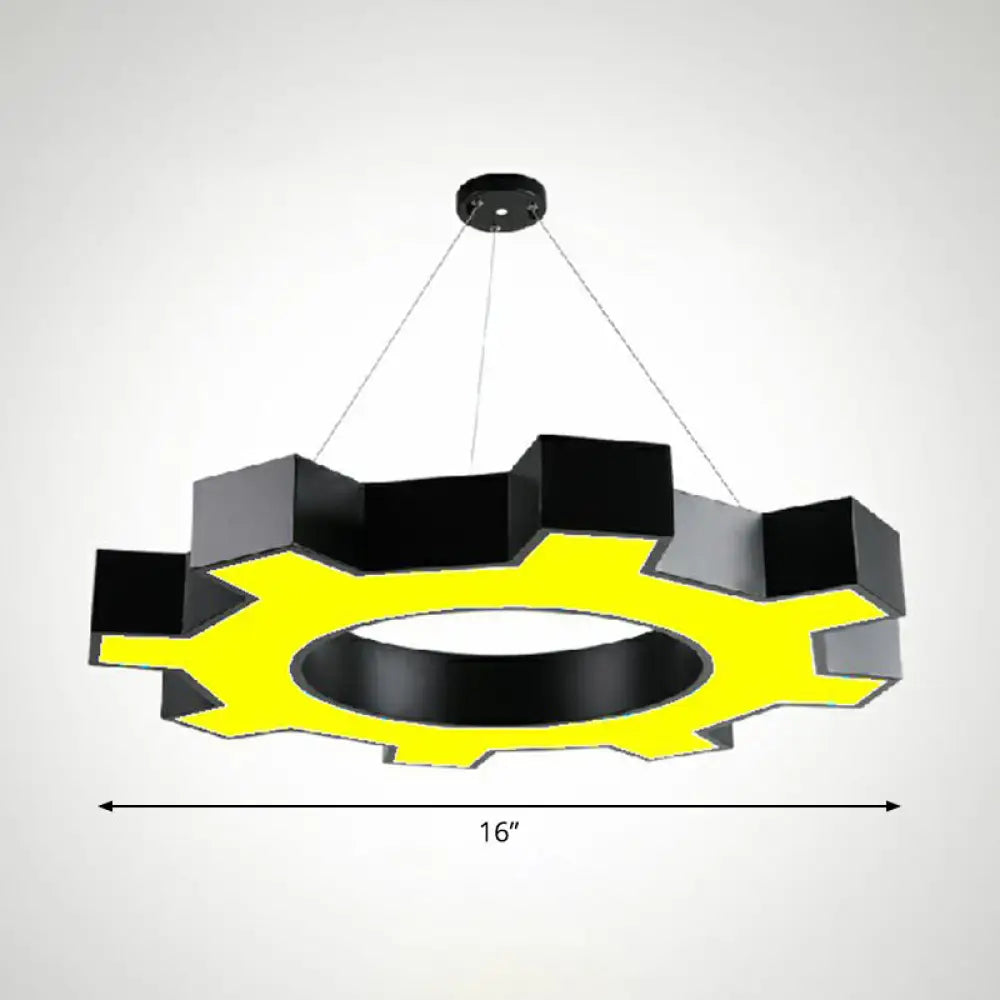 Modern Black Led Ceiling Chandelier For Gear Conference Rooms / 16 Yellow