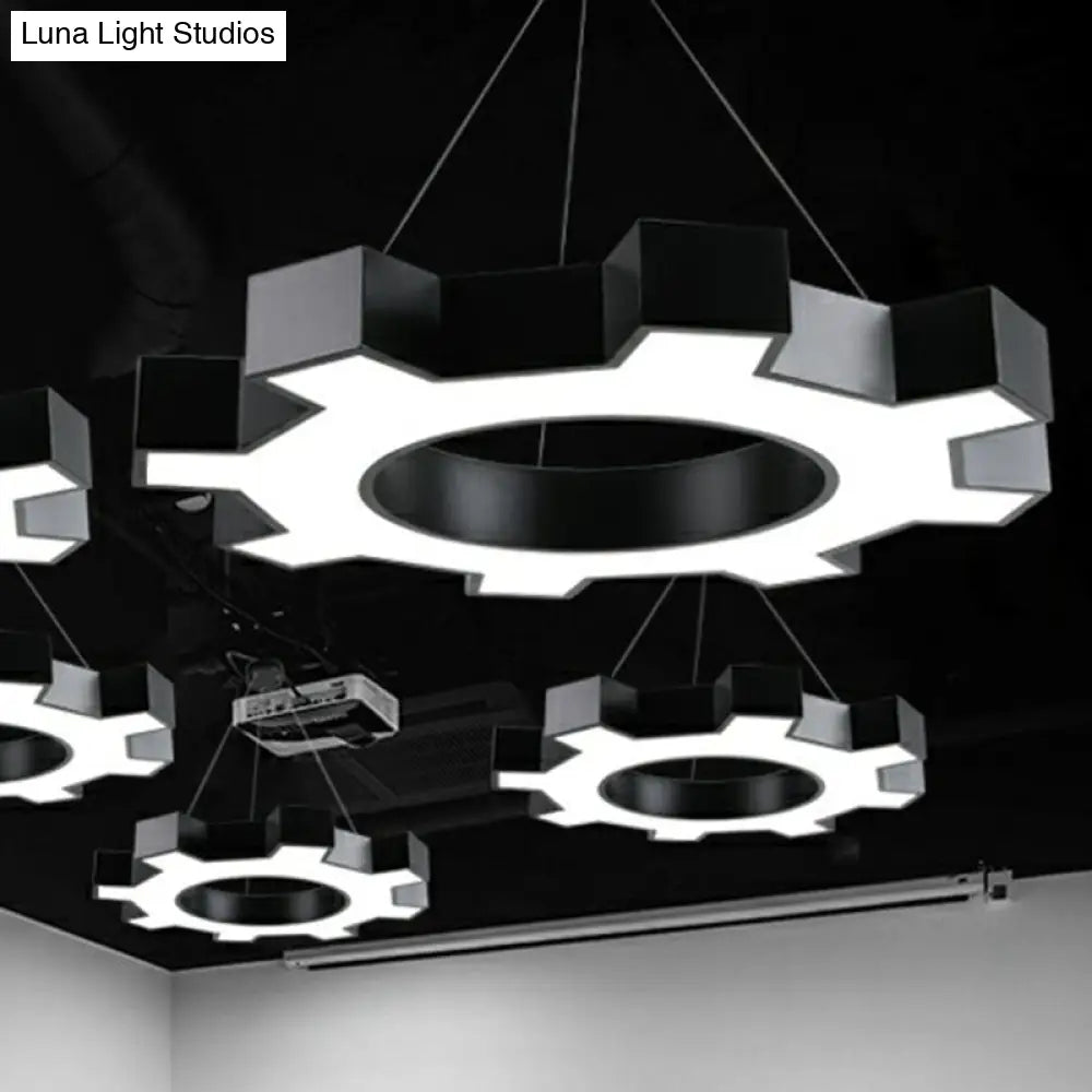 Modern Black Led Ceiling Chandelier For Gear Conference Rooms