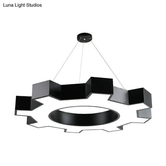 Modern Black Led Ceiling Chandelier For Gear Conference Rooms