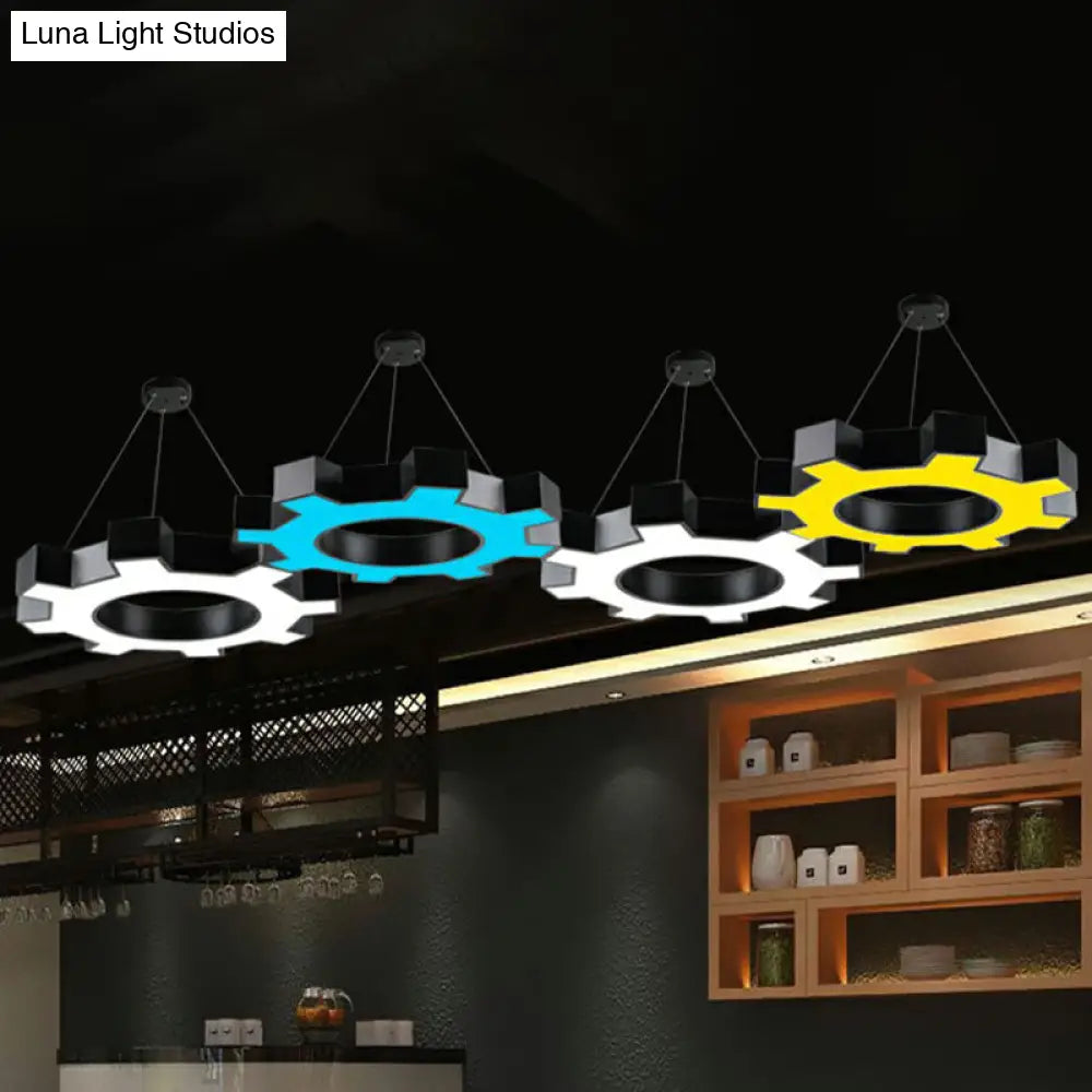 Modern Black Led Ceiling Chandelier For Gear Conference Rooms