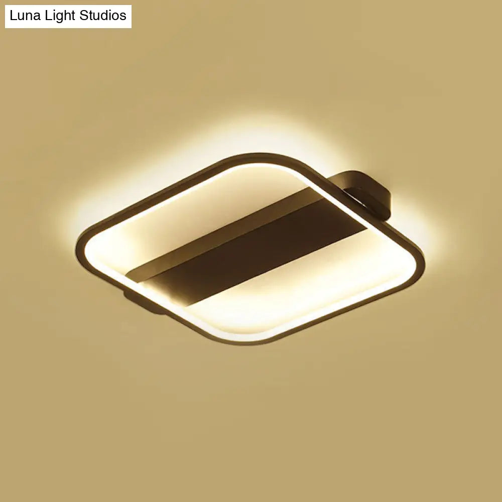 Modern Black Led Ceiling Fixture - 16.5/20.5 Minimalist Square Style Acrylic Flush Mount Lamp With 3