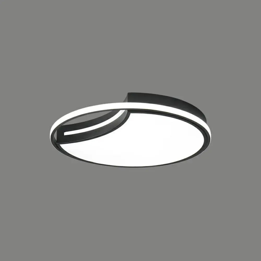 Modern Black Led Ceiling Flush Mount With Halo Ring - Minimalist Acrylic Bedroom Light Fixture /