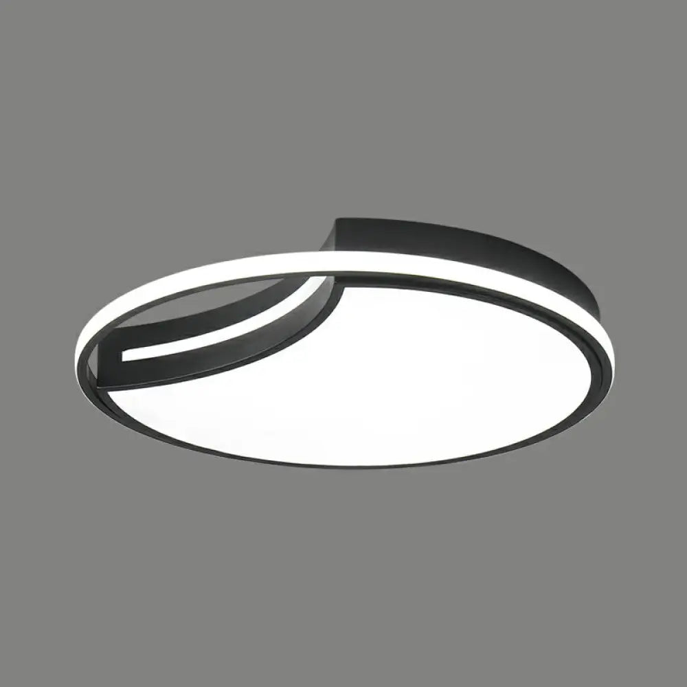 Modern Black Led Ceiling Flush Mount With Halo Ring - Minimalist Acrylic Bedroom Light Fixture /