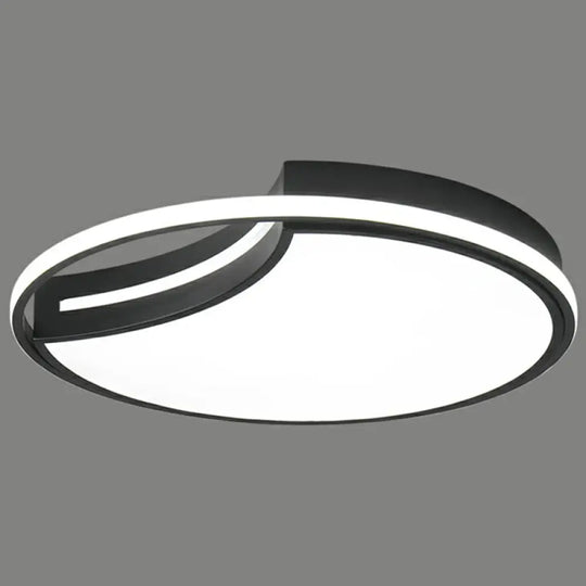 Modern Black Led Ceiling Flush Mount With Halo Ring - Minimalist Acrylic Bedroom Light Fixture /