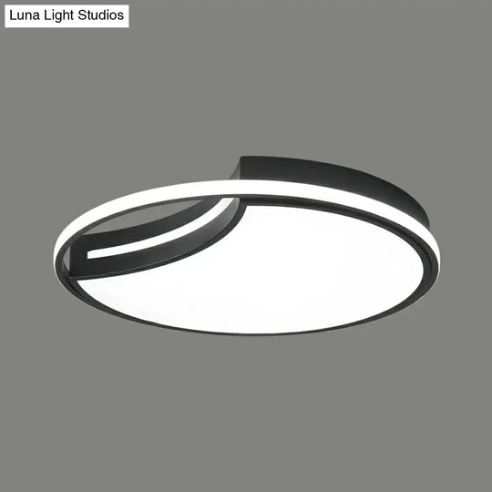 Modern Black Led Ceiling Flush Mount With Halo Ring - Minimalist Acrylic Bedroom Light Fixture /