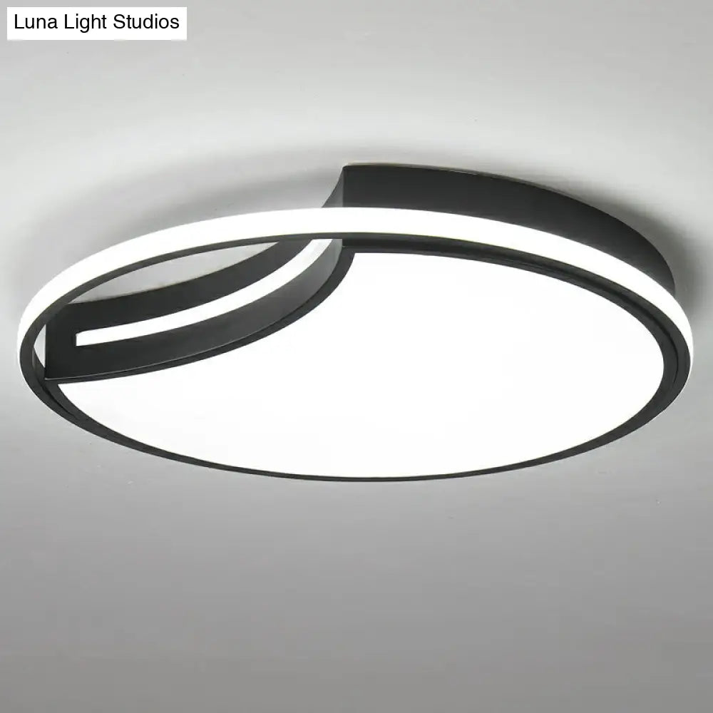 Modern Black Led Ceiling Flush Mount With Halo Ring - Minimalist Acrylic Bedroom Light Fixture